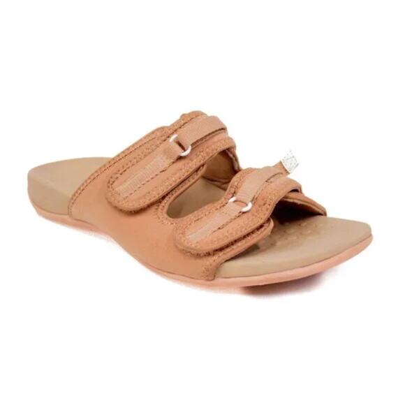 Vionic Sandals Womens Size 8 Tan Sarah Slip On Slides Flat Comfort Summer Beach - Picture 1 of 12